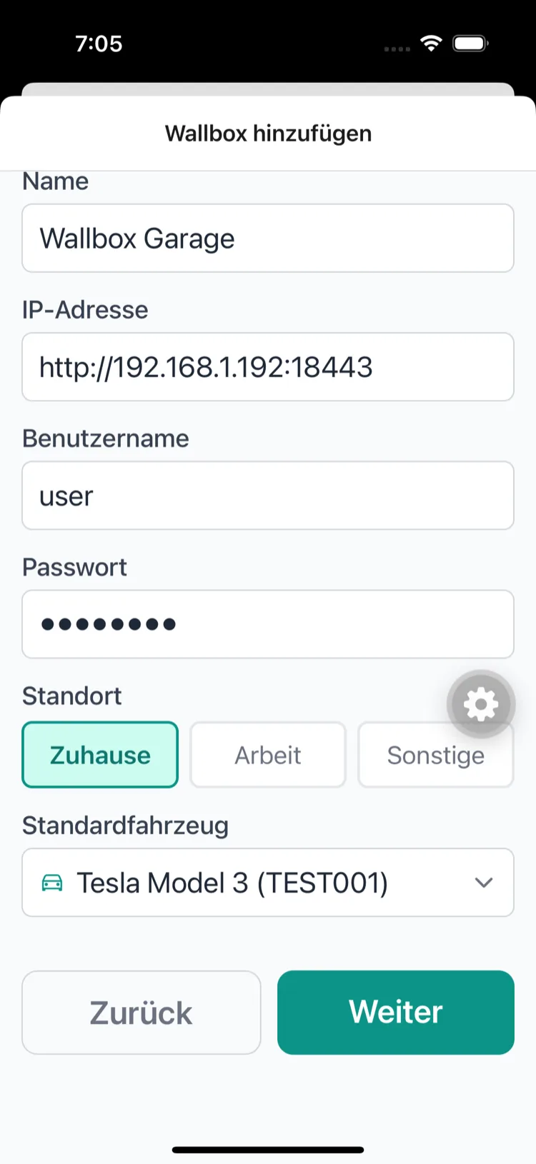 Enter the SMA wallbox connection details